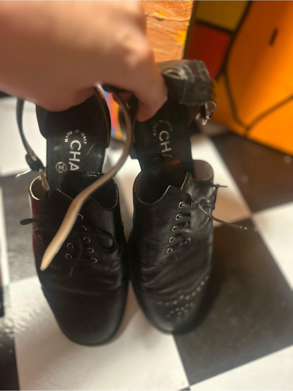 CHANEL Black Leather Lace-Up Women's Boots